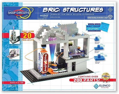 Snap Circuits BRIC: Structures | Brick & Electronics Exploration Kit | Over 20 Stem & Brick Projects | Full Color Project Manual | 20 Parts | 75 BRIC-2-Snap Adapters | 140+ BRICs