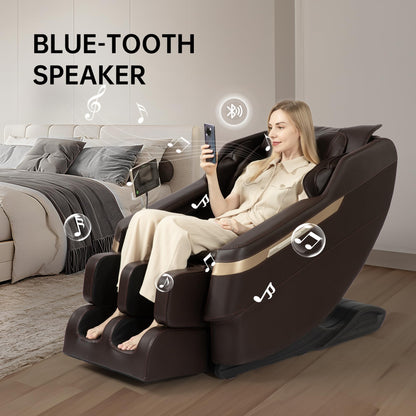 Real Relax 2024 Massage Chair, Full Body Massage Zero Gravity Mode, with Foot Massage, Bluetooth, LCD, Waist Heater, Brown