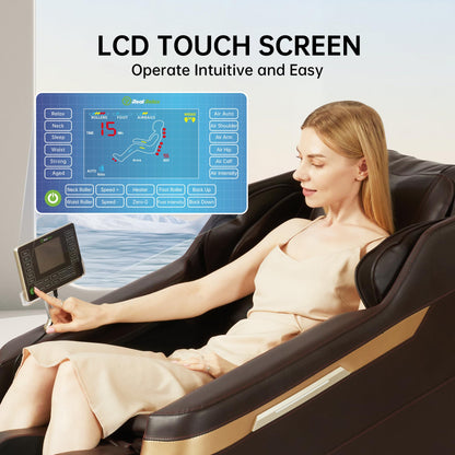 Real Relax 2024 Massage Chair, Full Body Massage Zero Gravity Mode, with Foot Massage, Bluetooth, LCD, Waist Heater, Brown