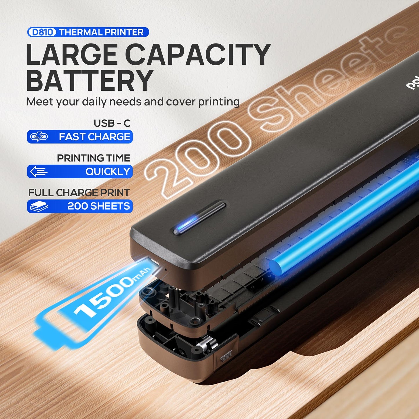 Portable Wireless Bluetooth Thermal Printer for Travel