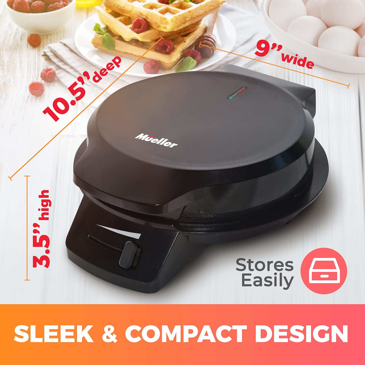 MÜELLERHOME Heart Waffle Maker with Adjustable Control