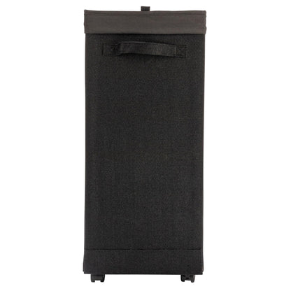 Household Essentials Narrow Collapsible Laundry Hamper with Liner and Lid, Black HE1059