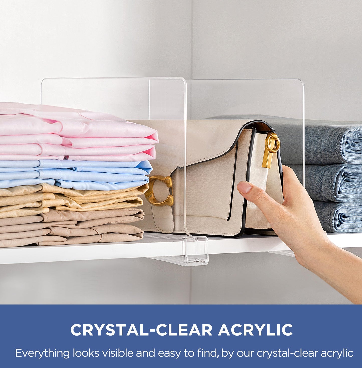 Acrylic Shelf Dividers for Closet Organization - 12 Pcs