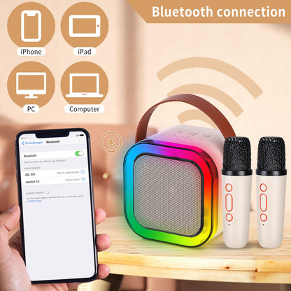Mini Karaoke Machine with 2 Wireless Microphones