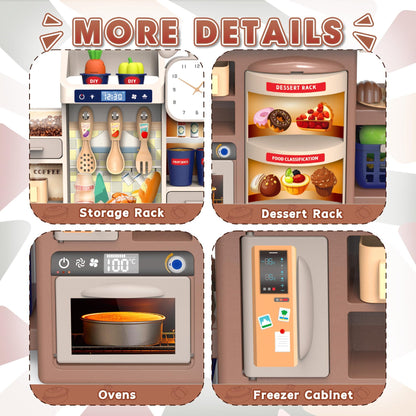 Kids Kitchen Playset with Realistic Steam & Lights