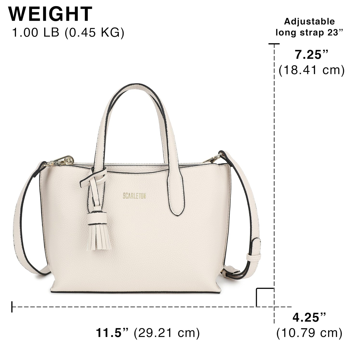 Scarleton Small Shoulder Bag for Women, Purses for Women, Handbags for Women, Work Tote Bag for Women, H2152 (Off White)