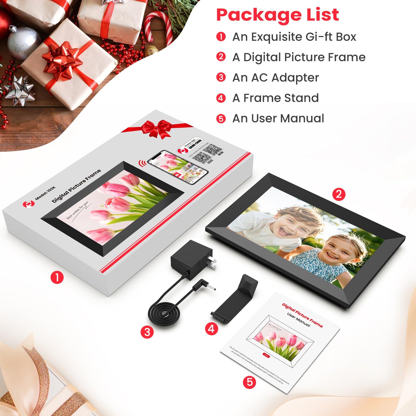 WiFi Digital Photo Frame 10.1 Inch with Touch