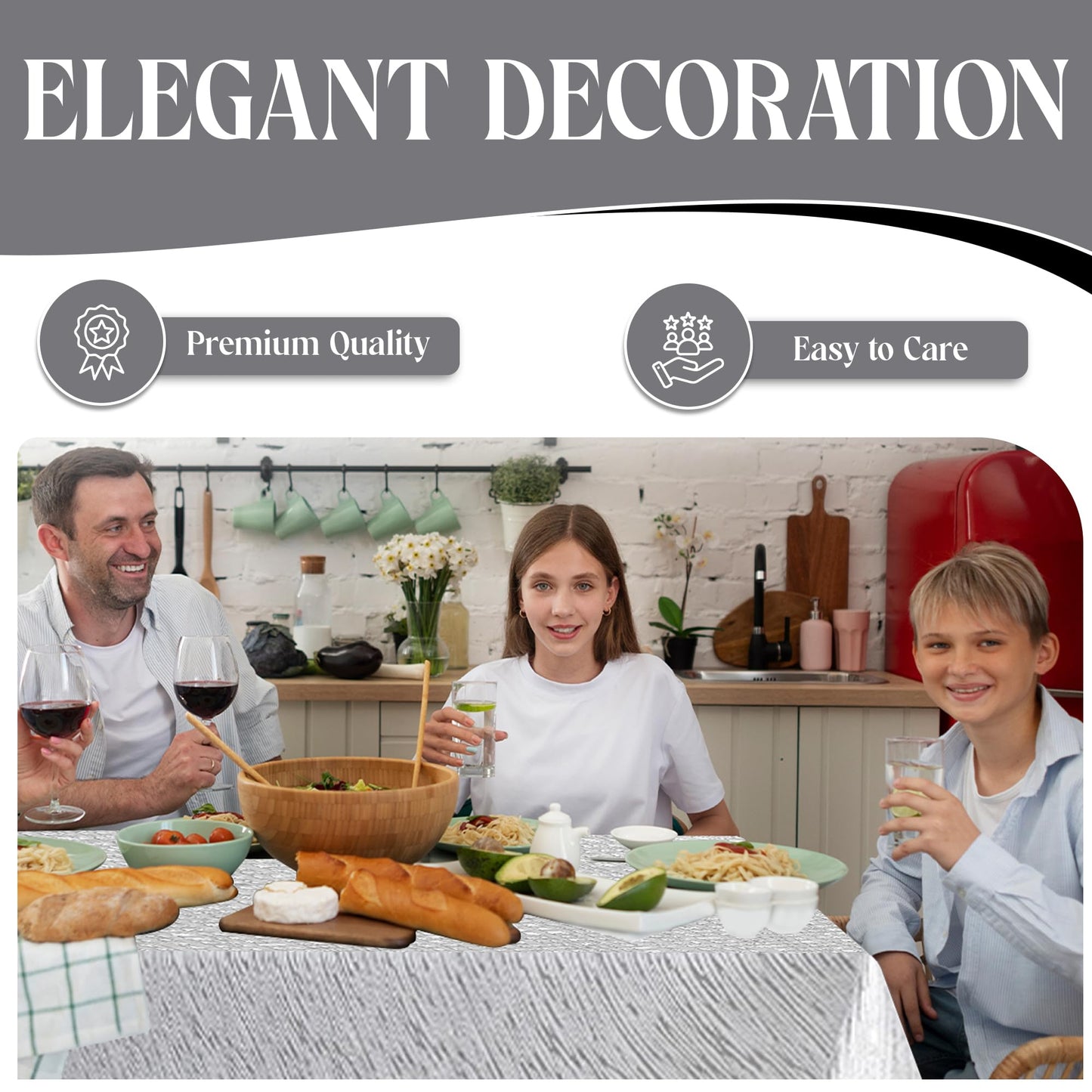 Majestic Giftware Silver Print Tablecloth for Dining