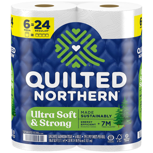 6 Mega Rolls Quilted Northern Toilet Paper