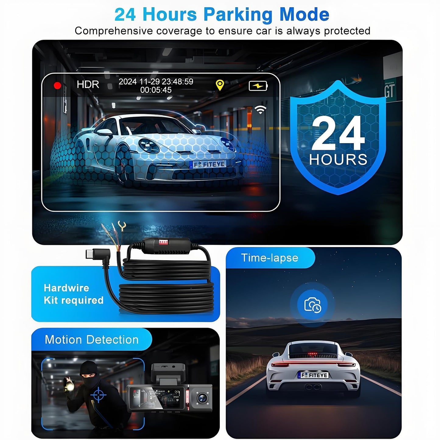 3 Channel 4K Dash Cam with Night Vision