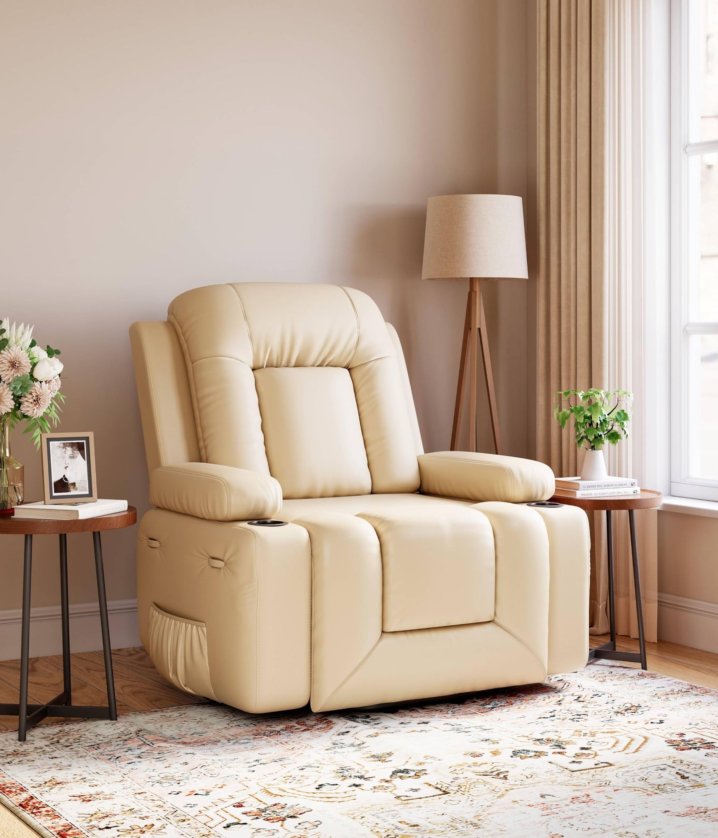 Oversized Wide Power Lift Recliner Chair - Heat and Massage, Faux PU Leather Lift Recliner Chair for the Elderly, Adjustable Back and Legs, Designed for the Elderly and People with mobility impaired
