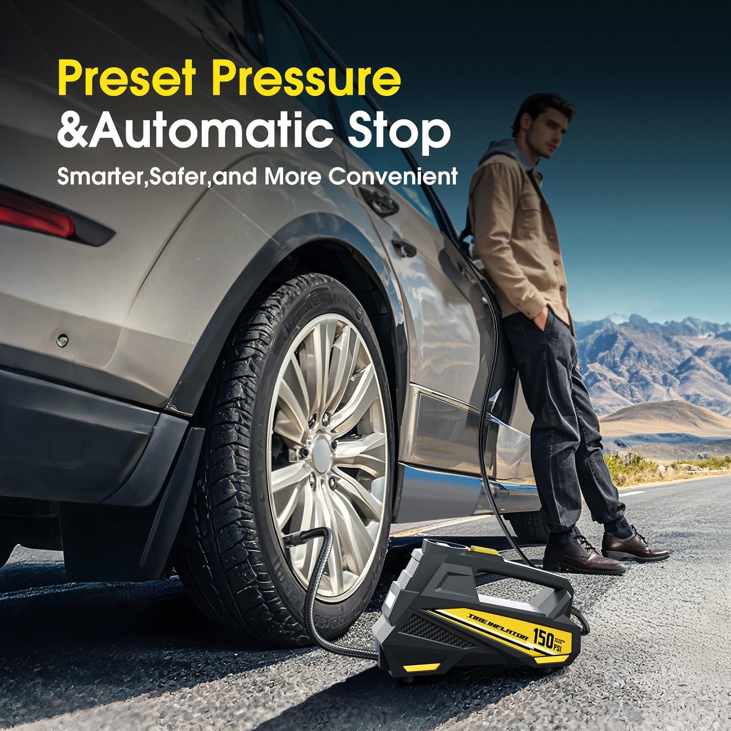 Portable Tire Inflator with Digital Gauge & Light