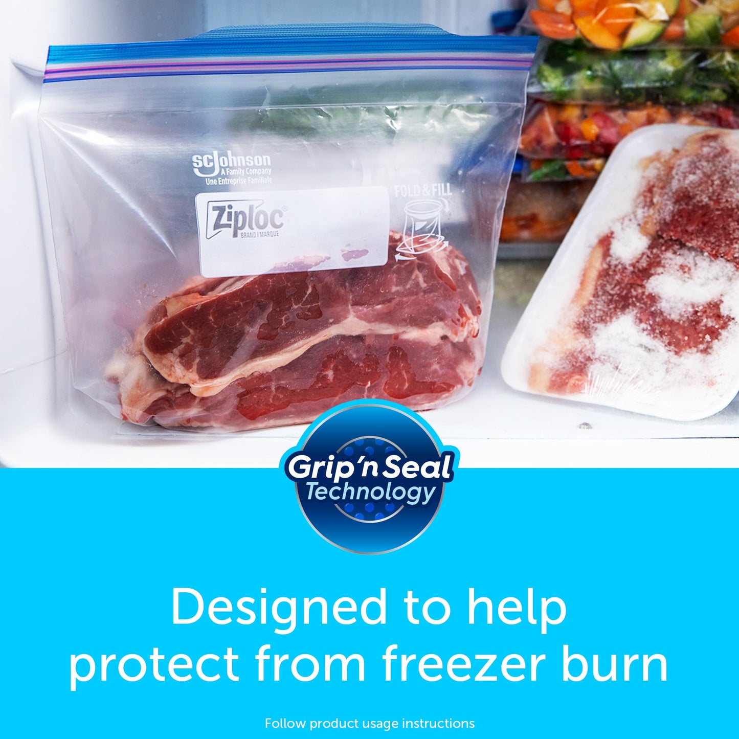 60 Count Ziploc Quart Freezer Storage Bags
