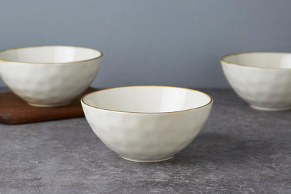 famiware Cereal Bowls Set of 6, Ocean Round 6" Soup Bowls, 23oz Rice Serving Bowl Oatmeal Bowls, Kitchen Bowl Set, Microwave and Dishwasher Safe, Scratch Resistant, Vanilla White