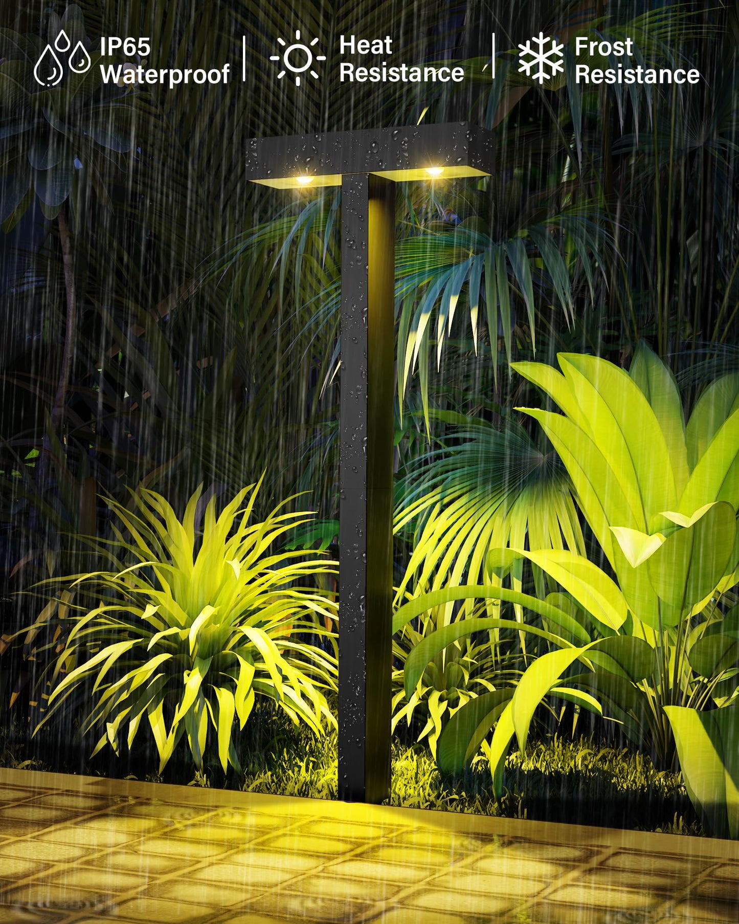 ROSHWEY Solar Pathway Lights, 6 Pack Solar Lights Outdoor Waterproof IP65, Modern Solar Path Lights, Outside Lights Solar Powered Landscape Lighting for Yard, Walkway, Driveway, Patio, Warm Light