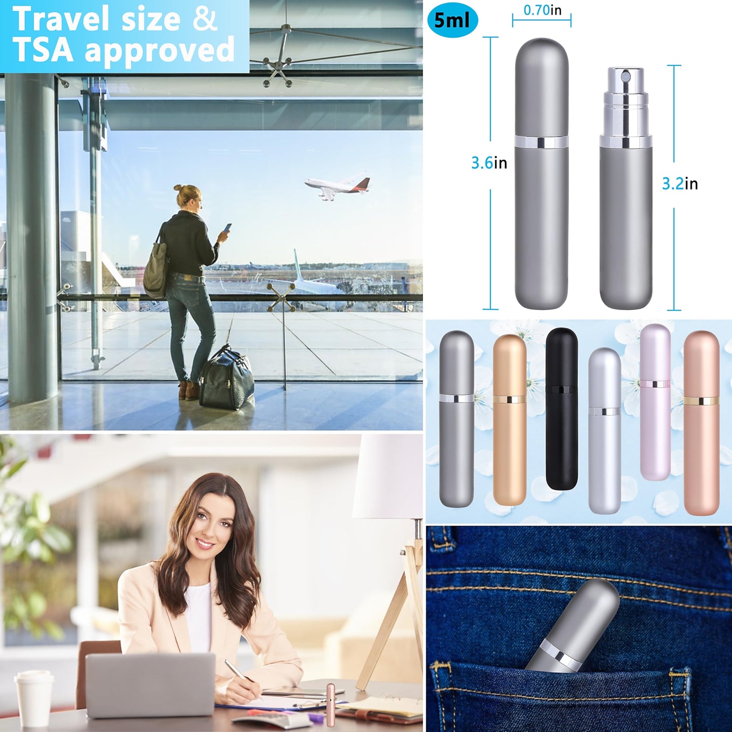Qavhun Travel Perfume Atomizer Bottle 3-Pack