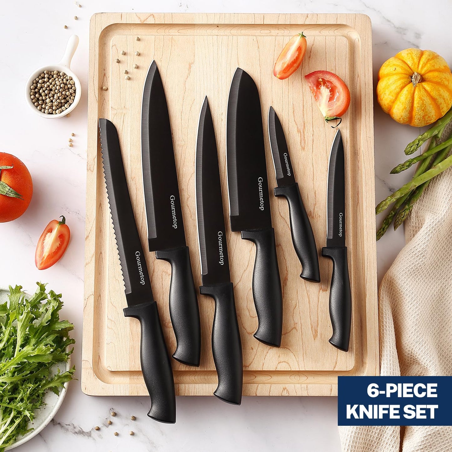 Gourmetop Magnetic Kitchen Knife Set, Sharp Stainless Steel