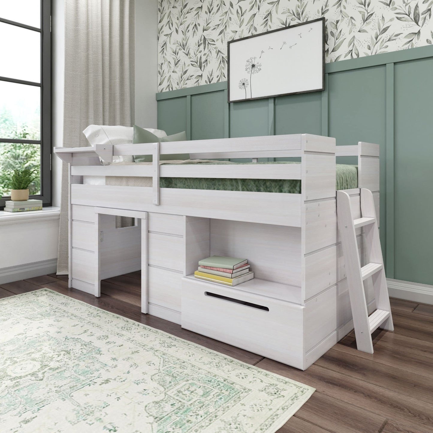 Max & Lily Twin Loft Bed with Storage Drawer