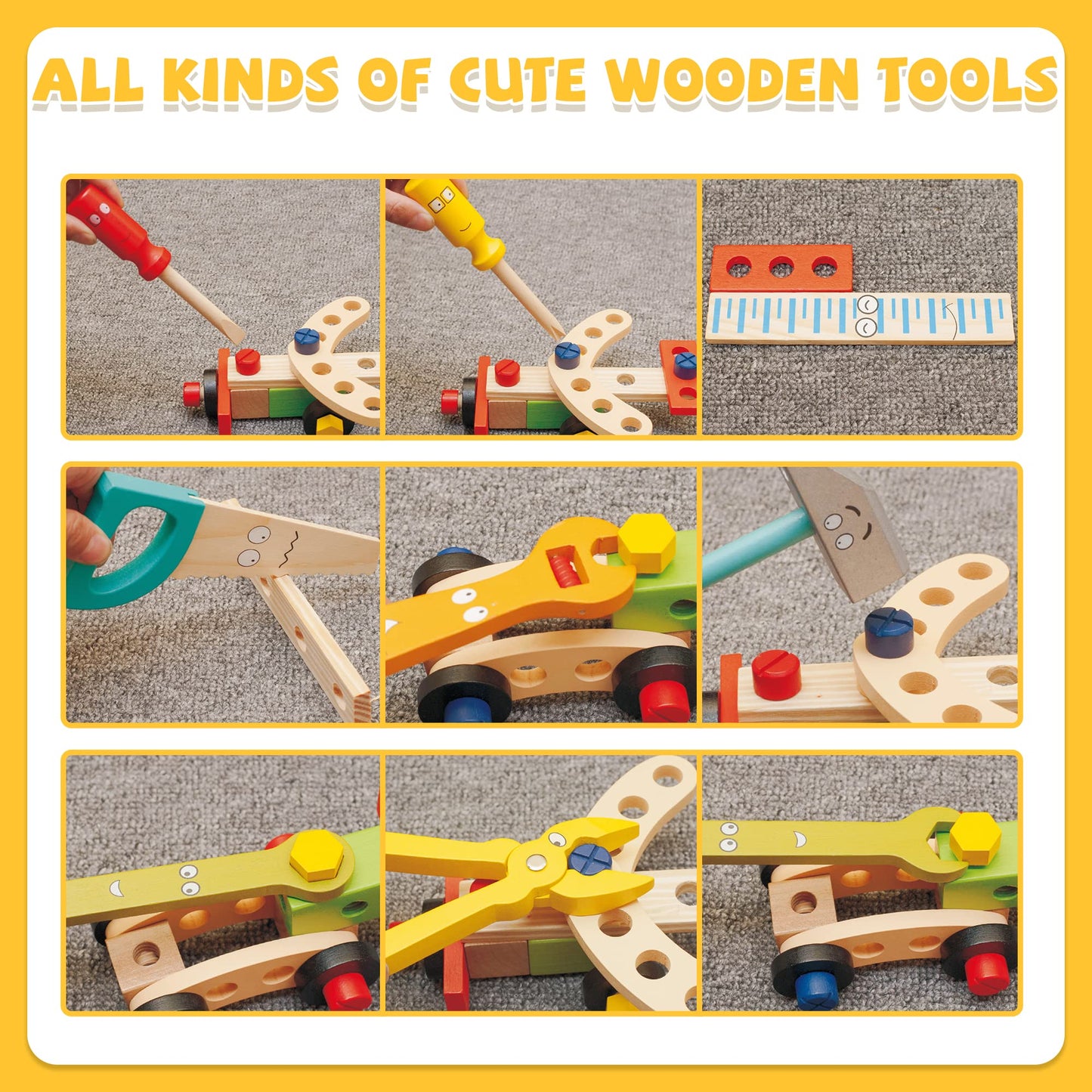 36-Piece Kids Wooden Tool Set by KIDWILL