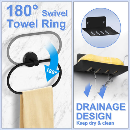 TACGEA 8-Piece Bathroom Hardware Set - Matte Black