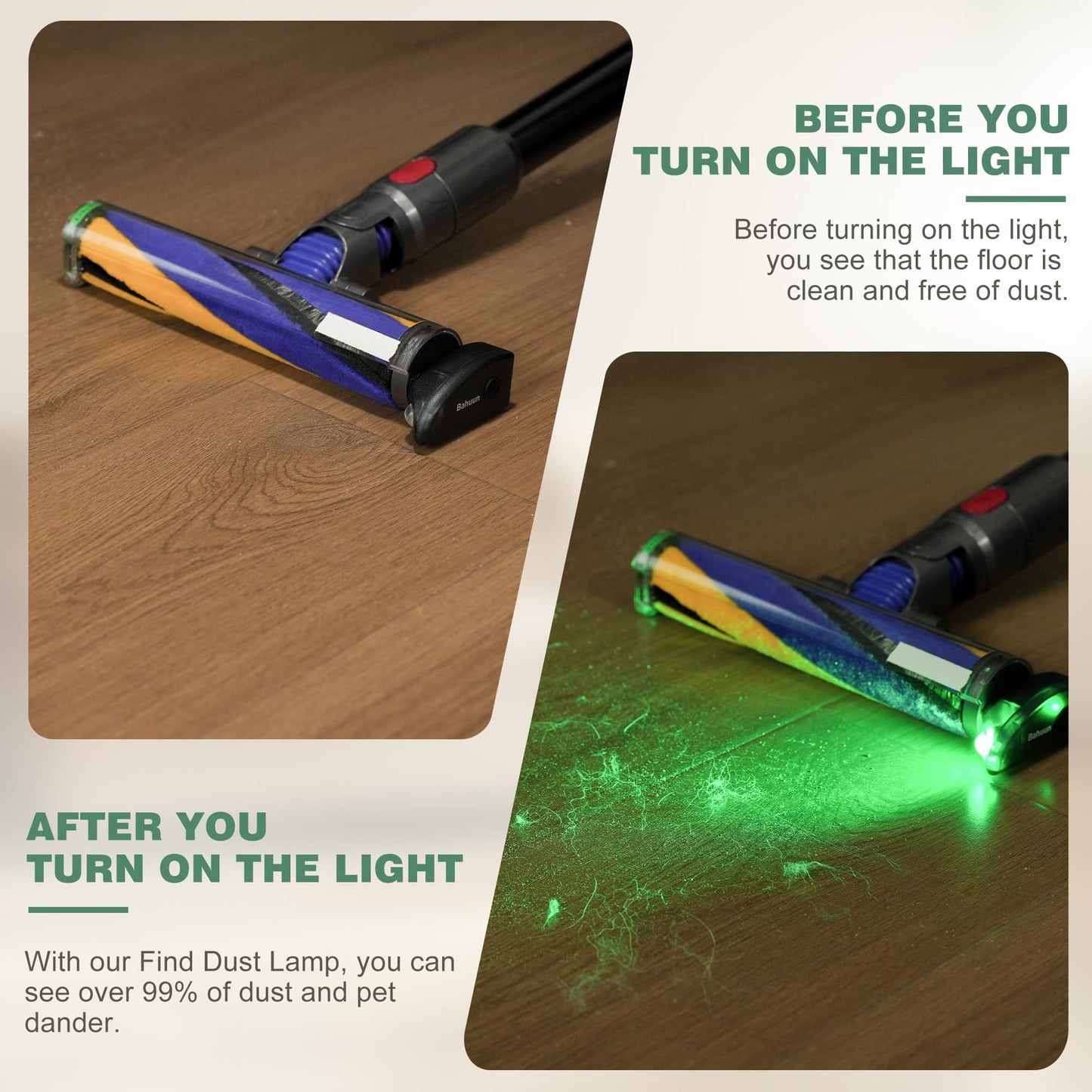 Vacuum Cleaner Attachment with Dust Illumination Light