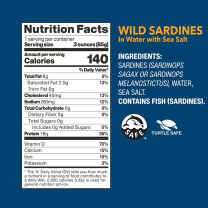 Wild Planet Sardines in Water, Non-GMO, 12-Pack