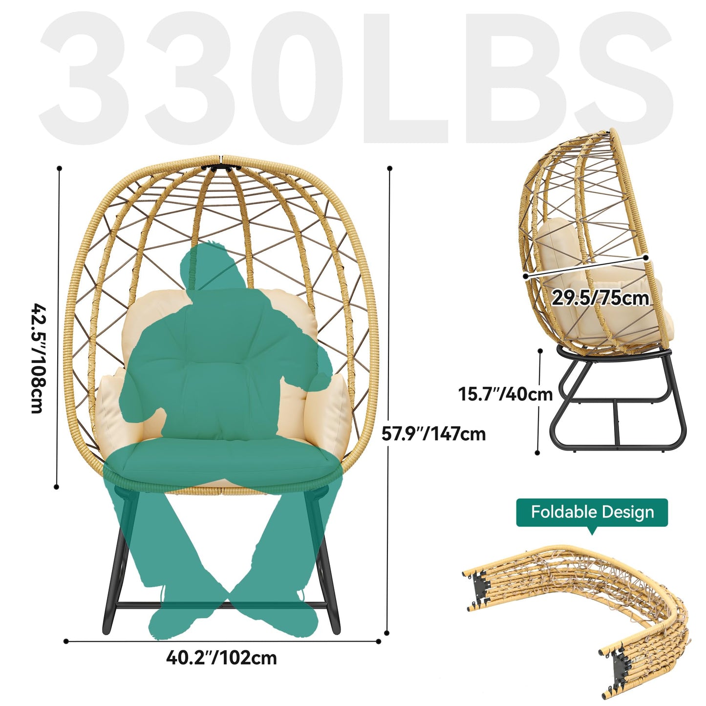 YITAHOME Egg Chair with Stand for Indoor Outdoor