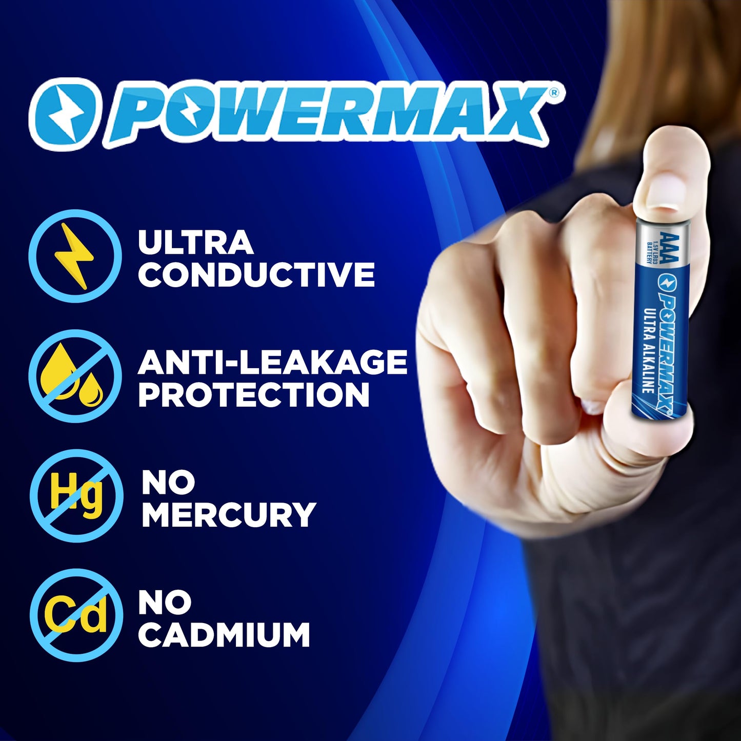 Powermax 100-Count Triple AAA Batteries, Ultra Long Lasting Alkaline Battery, 10-Year Shelf Life, Reclosable Packaging