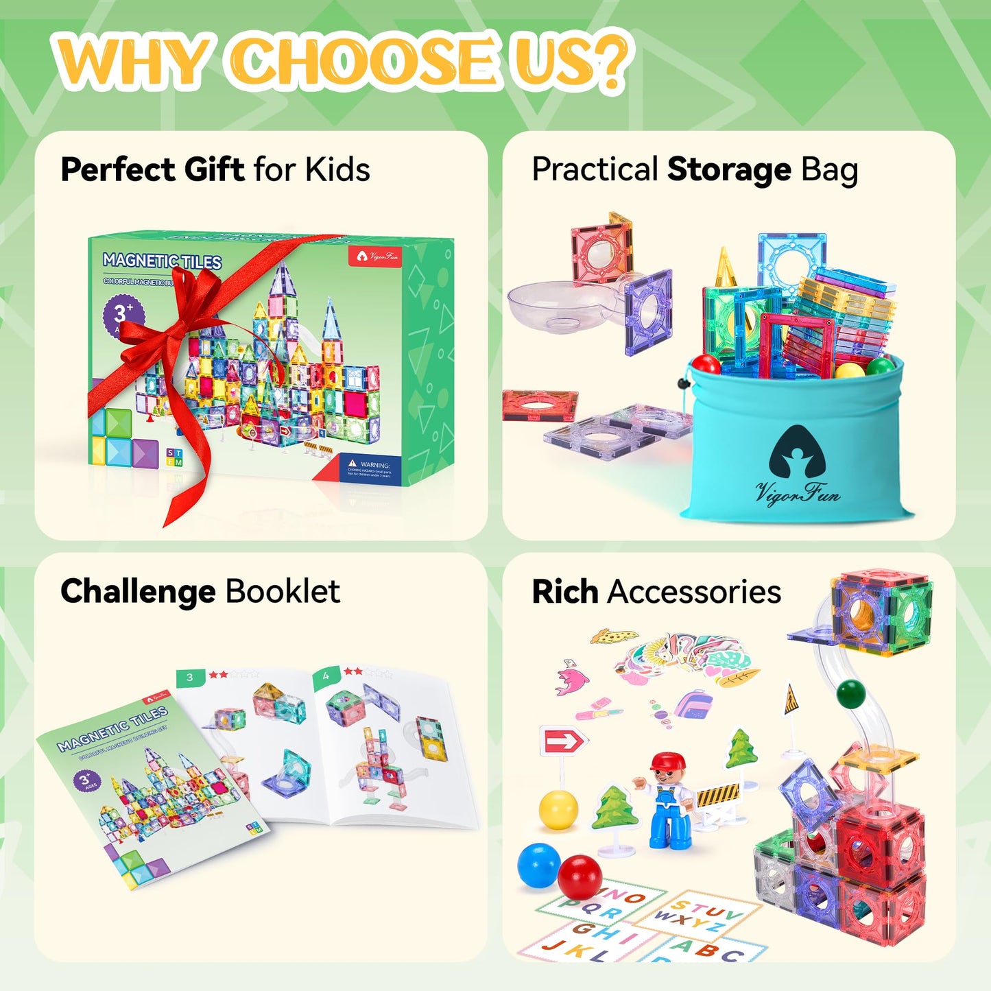 Magnetic Tile and Marble Run Set for Kids