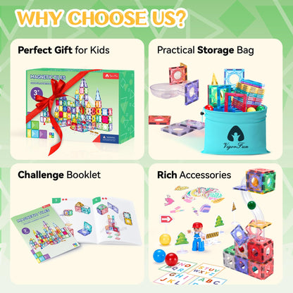 Magnetic Tile and Marble Run Set for Kids