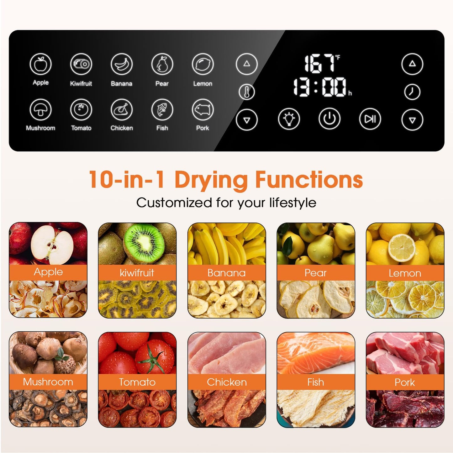 12-Tray Stainless Steel Food Dehydrator Machine