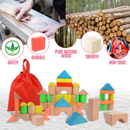 Large Wooden Building Blocks Set for Toddlers