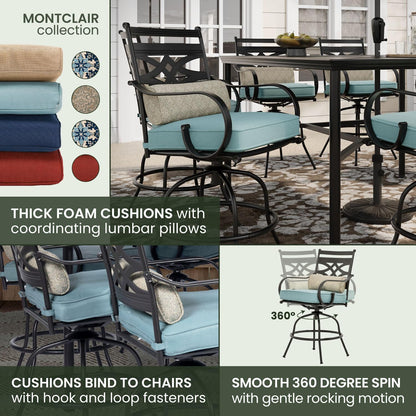 9-Piece Hanover Outdoor Dining Set with Swivel Chairs