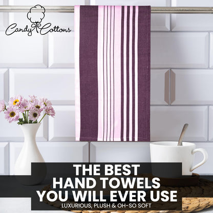 Candy Cottons Stripe Kitchen Towels Decor Mordern Design Centreband Tea Dish Towels Boho Stripe Absorbent Festive Gift Set of 3 Pantry Reusable Kitchen Dish Towel|Easter Spring Decor 18x28 Inch Purple