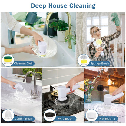 LEKISHE Electric Spin Scrubber,Bathroom Cleaning Scrubber Rechargeable Shower Scrubber for Cleaning Tile,Floor,Sink,Window,Power Scrubber Cordless with 7 Replaceable Cleaning Brush Heads