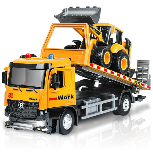 Metal Tow Truck Toy with Friction & Lights