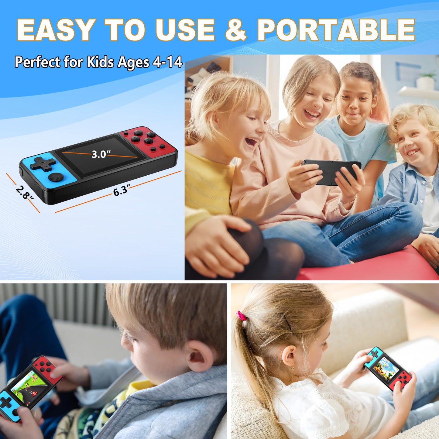 KAVOYI 32-Bit Handheld Game Console for Kids