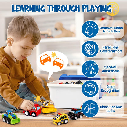 MindPal 50 Pcs Pull Back Toy Cars Set