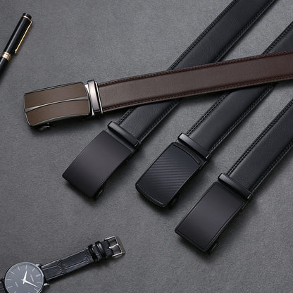 SENDEFN Men's Leather Automatic Ratchet Slide Belt