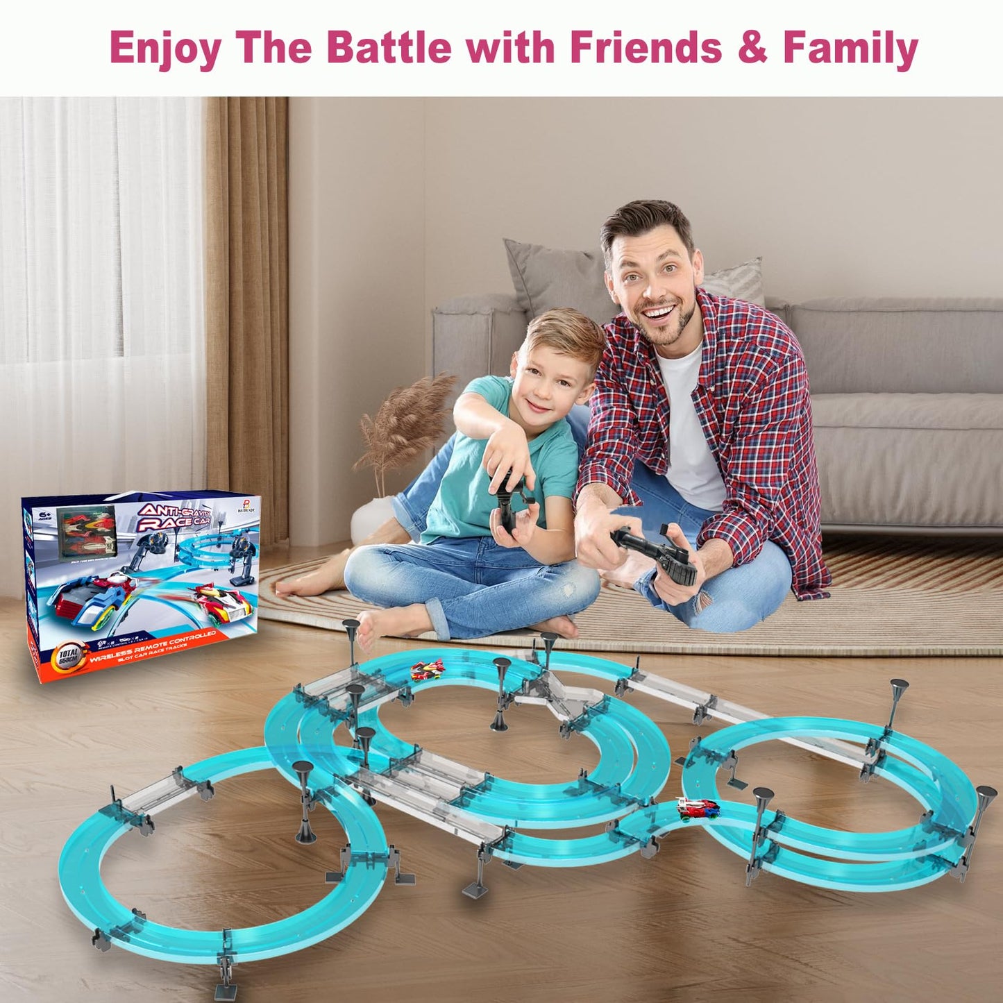 Slot Car Race Track Set with Remote Control Cars