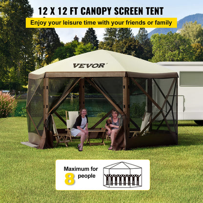VEVOR 12x12ft Pop-up Camping Gazebo Tent
