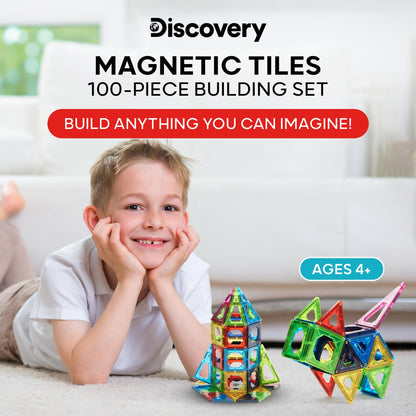 100-Piece Discovery Kids Magnetic Tile Set