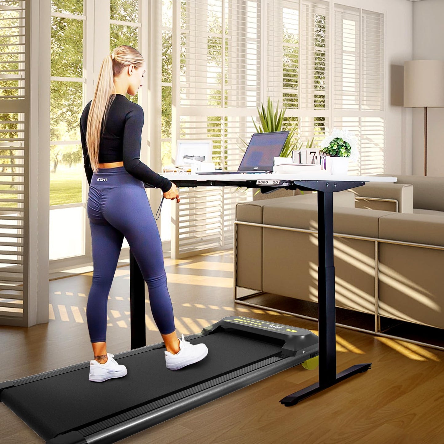 Walking Pad Running Machine Walking Machine for Home Under Desk Treadmill with LED Display and 12 Preset Programs 2.25HP Portable Treadmill Jogging Machine for Office Small Space by FANOFUN