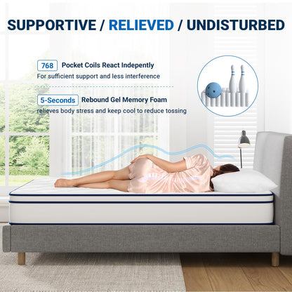 Avenco Full Mattress, 10 Inch Full Size Hybrid Mattress with Individual Pocket Spring for Support, Memory Foam for Pressure Relief, Medium Firm Full Bed Mattresses in The Box, CertiPUR-US Certified