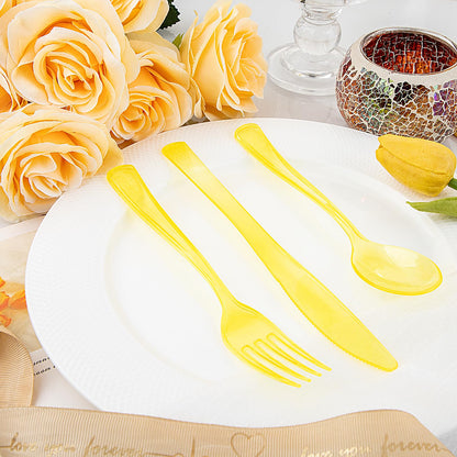 WDF 180-Piece Yellow Disposable Cutlery Set