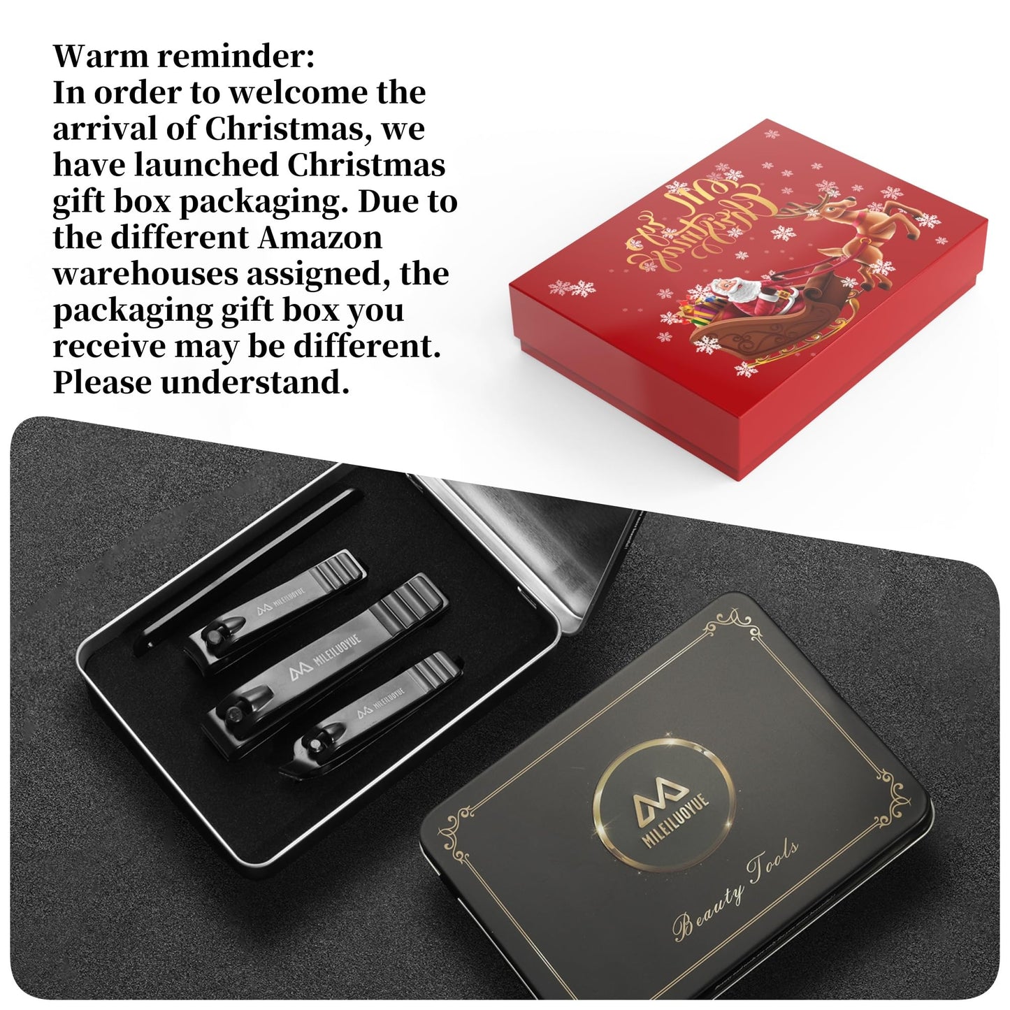 Nail Clippers Set with File in Metal Box