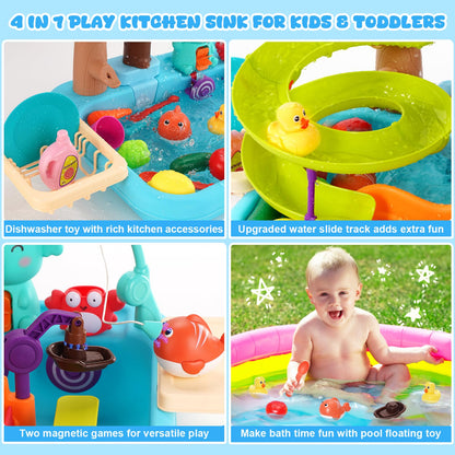4-in-1 Kitchen Sink Toy with Water Slide
