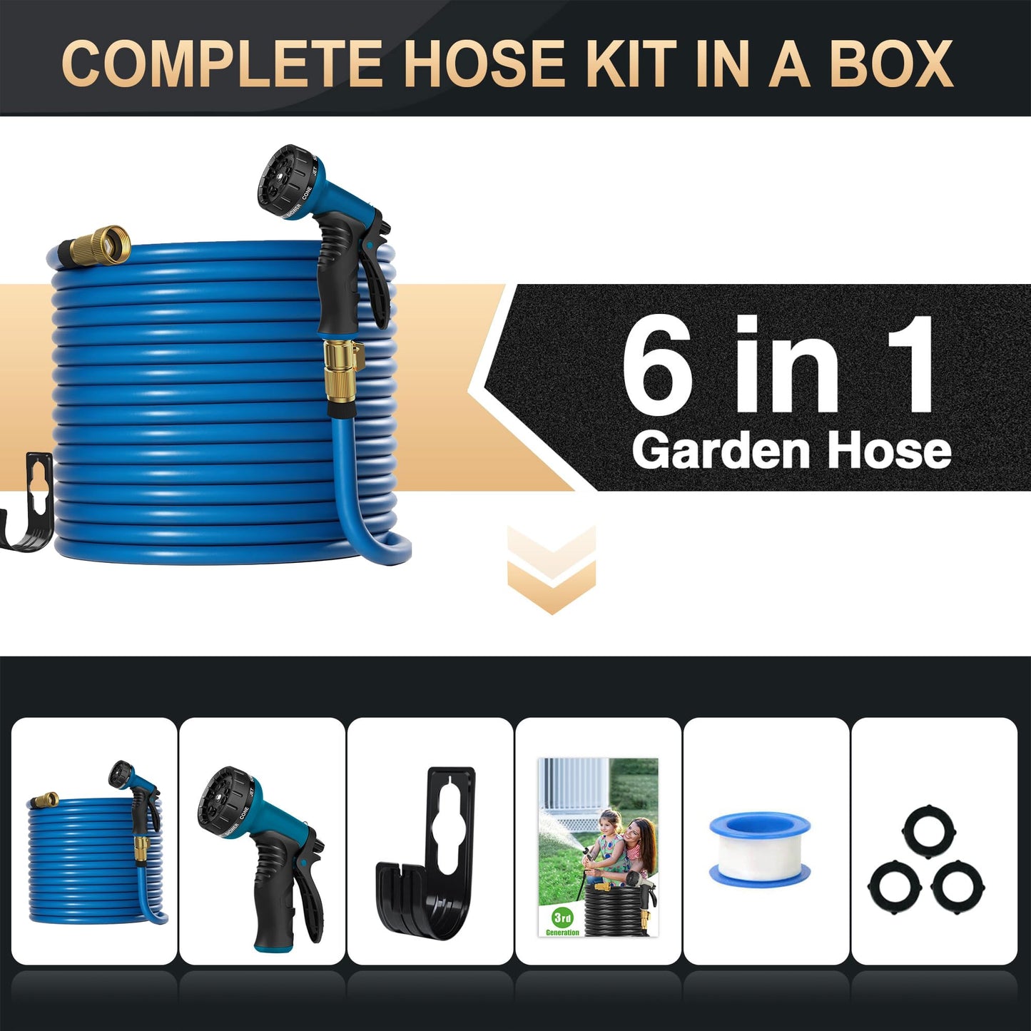 100FT Lansodo Flexible Rubber Garden Hose