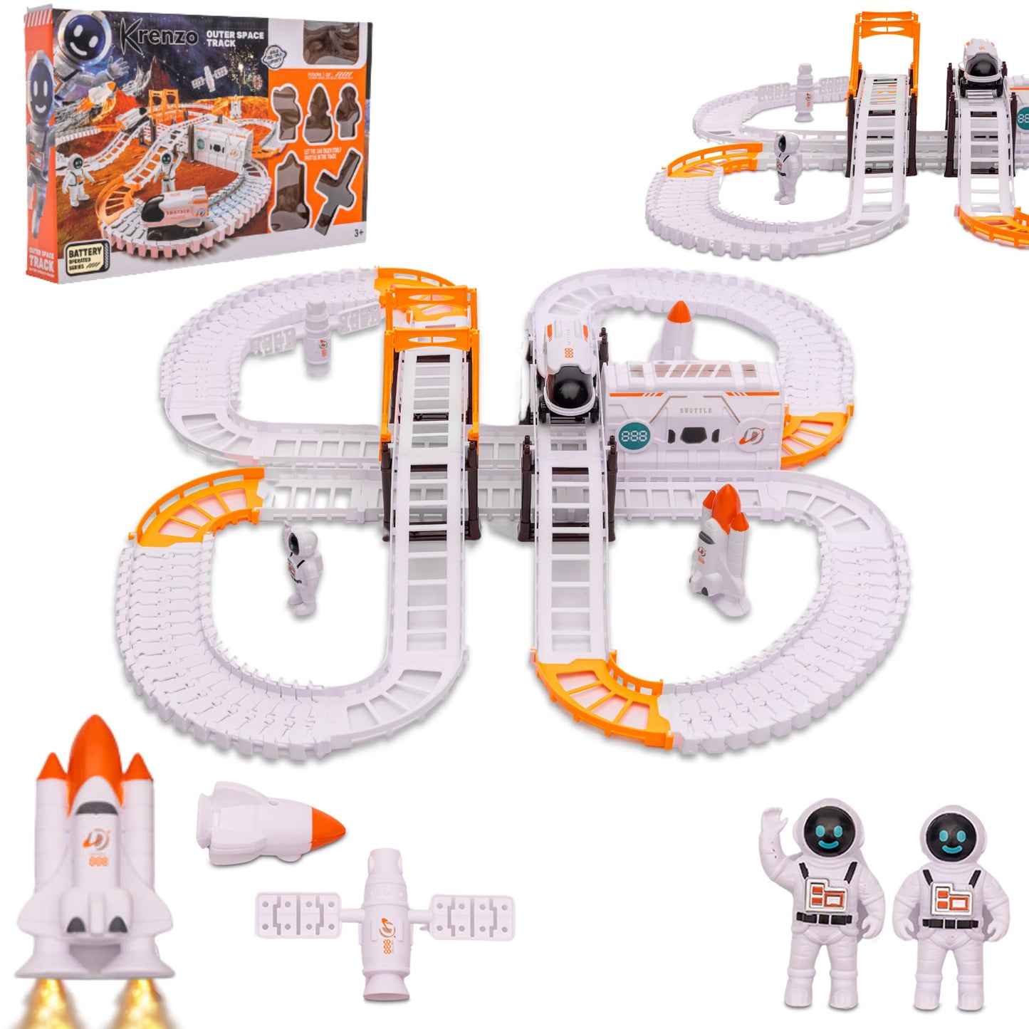 Space Toys Race Track Set for Kids Adventure - Intricate Car Track, Special Space Gifts, Astronaut Train Track, and Outer Space Toys - Ideal Space Themed Gifts Race Car Track