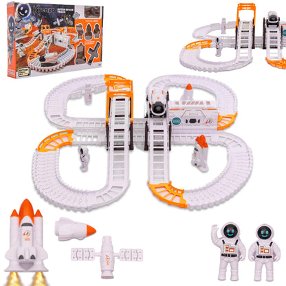 Space Toys Race Track Set for Kids Adventure - Intricate Car Track, Special Space Gifts, Astronaut Train Track, and Outer Space Toys - Ideal Space Themed Gifts Race Car Track